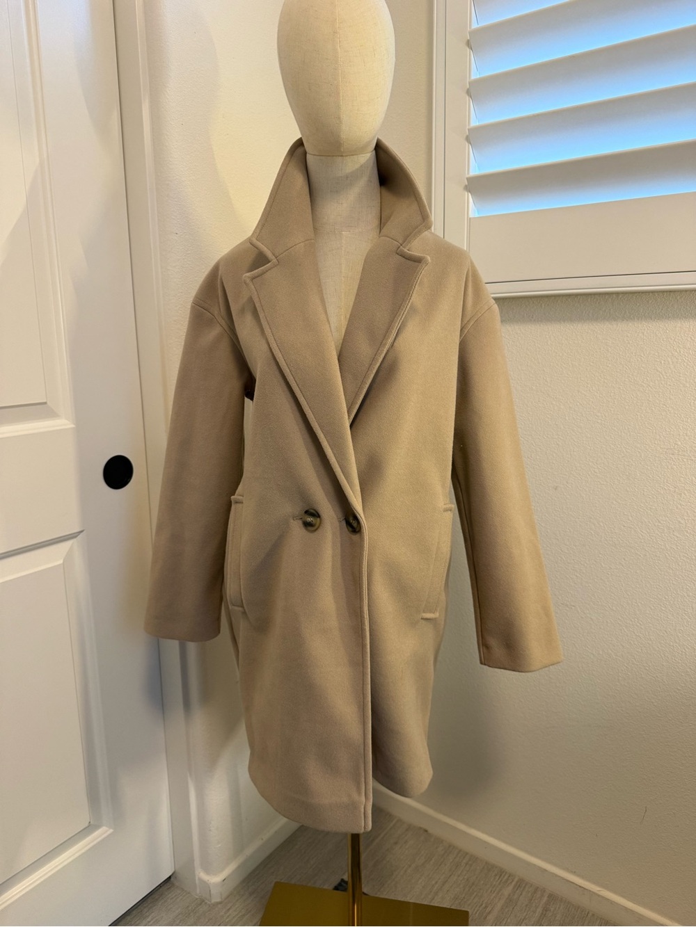 Topshop Camel Double-Breasted Trench Coat